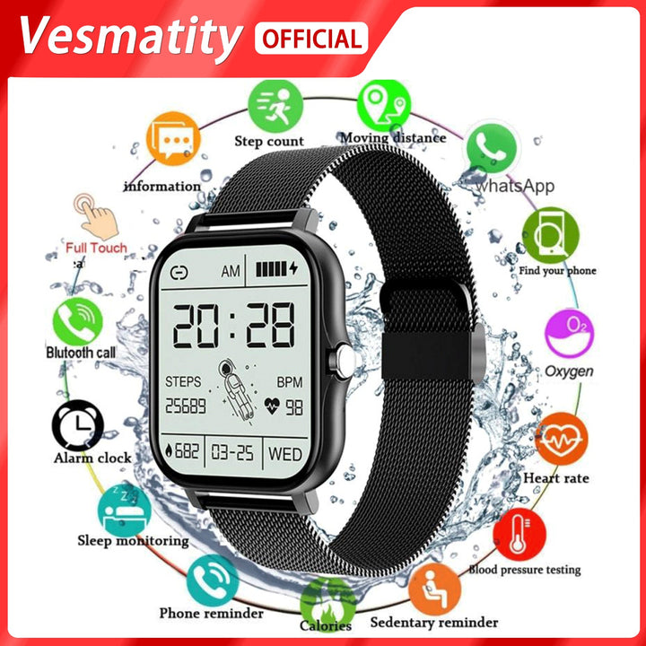CT2 Full-Touch Smartwatch with Heart Rate, Bluetooth Call, Waterproof