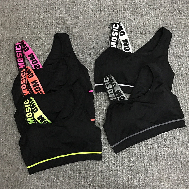 Women’s Letter Cut-Out Sports Bra for Yoga, Gym, and Fitness