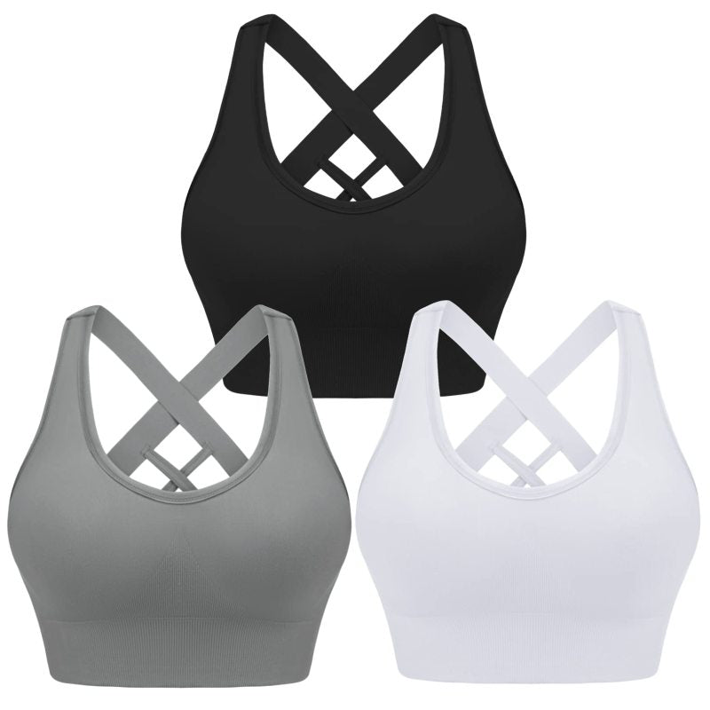 Women's Four Season Solid Nylon Sports Bra - Cross Strap Design