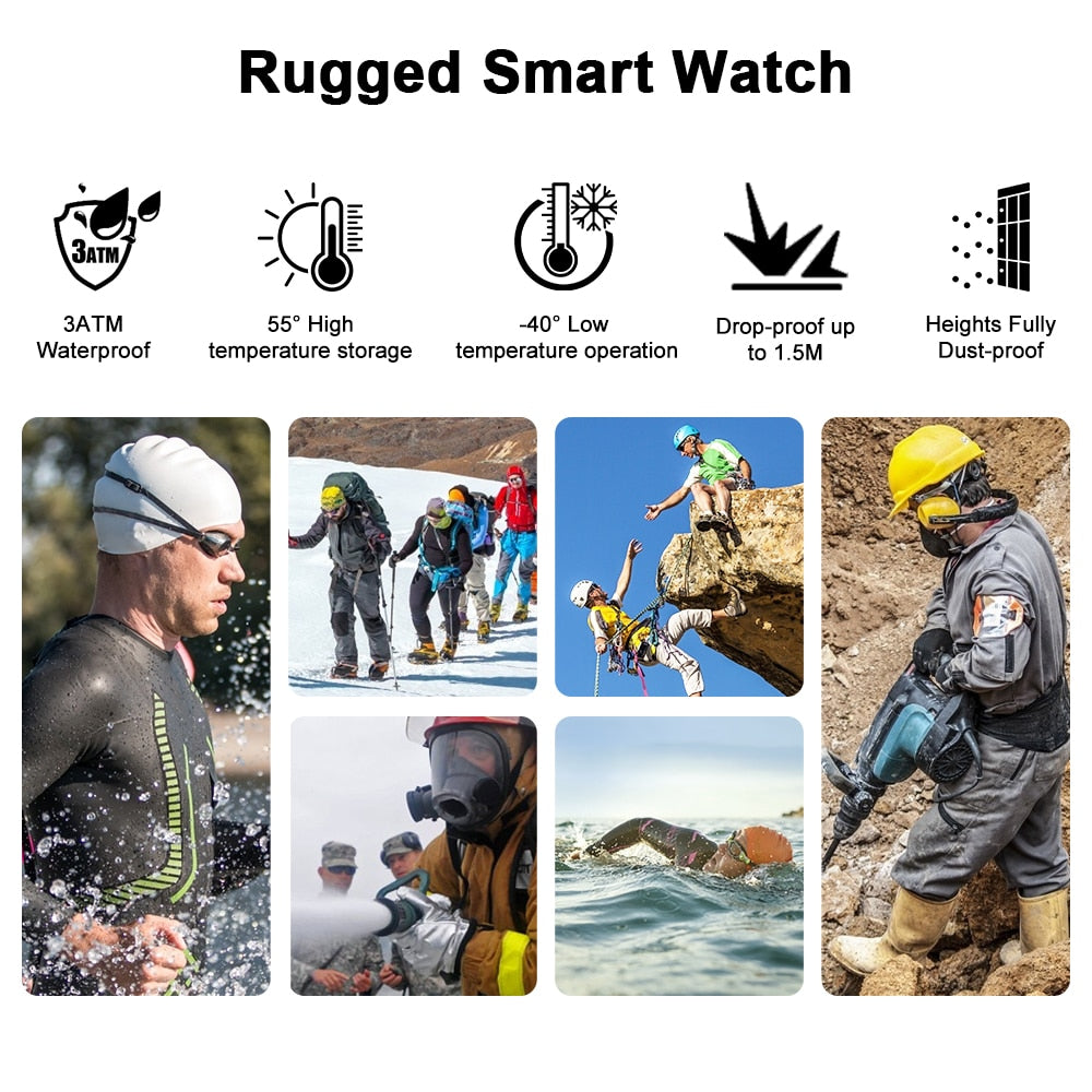 Rugged Smartwatch for Men Outdoor Sports and Fitness