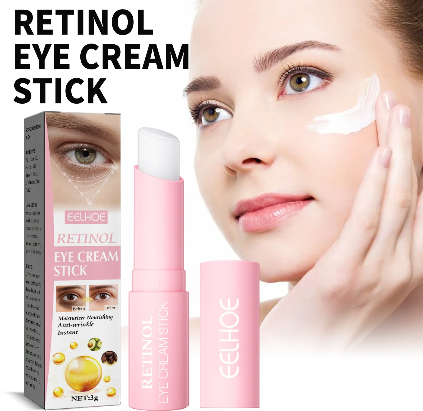 Retinol Eye Cream Stick for Dark Circles and Fine Lines