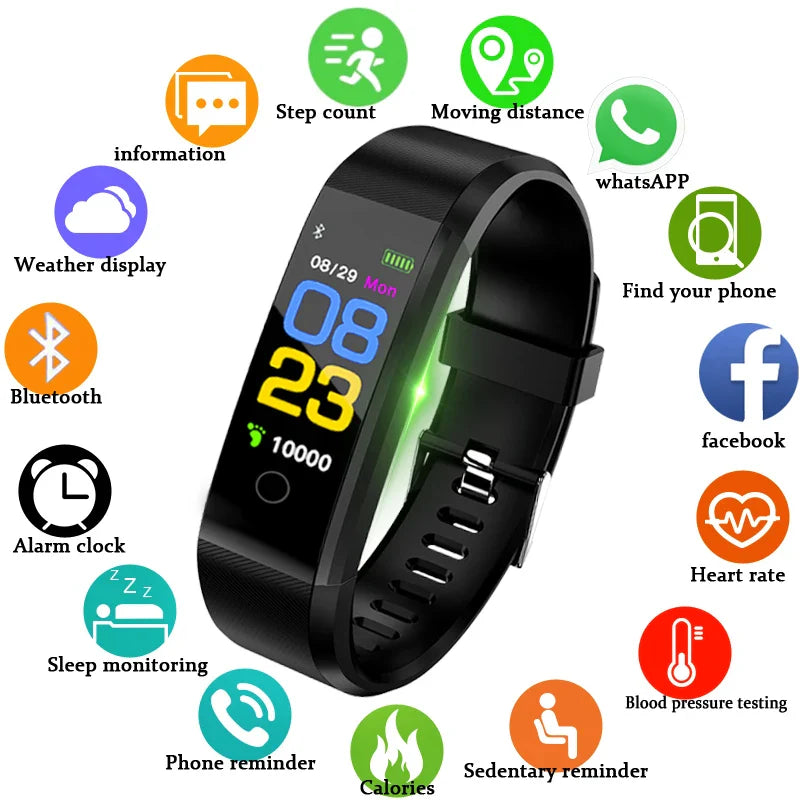 Smart Fitness Smartwatch with Heart Rate and Blood Pressure Monitor