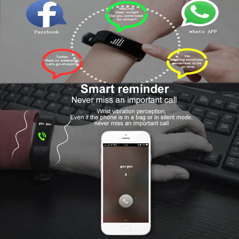 Smart Fitness Smartwatch with Heart Rate and Blood Pressure Monitor