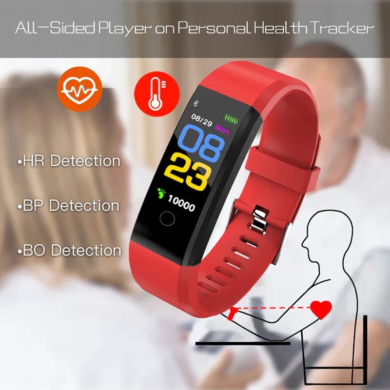 Smart Fitness Smartwatch with Heart Rate and Blood Pressure Monitor