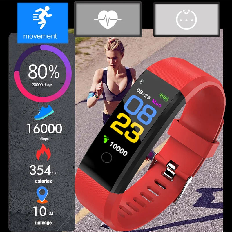 Smart Fitness Smartwatch with Heart Rate and Blood Pressure Monitor