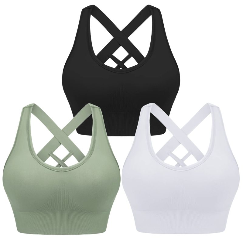 Women's Four Season Solid Nylon Sports Bra - Cross Strap Design