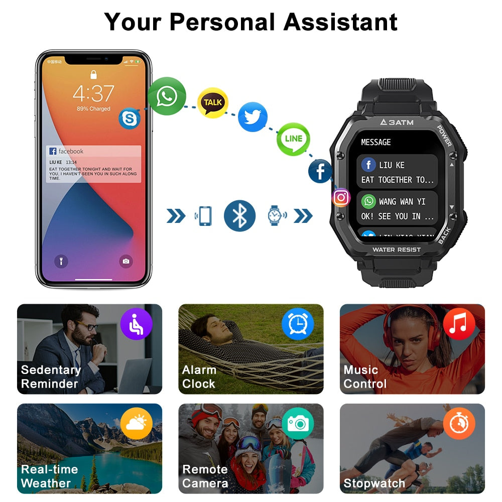 ROCK Rugged Smartwatch for Men Outdoor Sports and Fitness Tracking