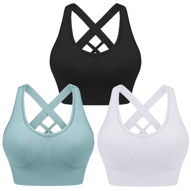 Women's Four Season Solid Nylon Sports Bra - Cross Strap Design