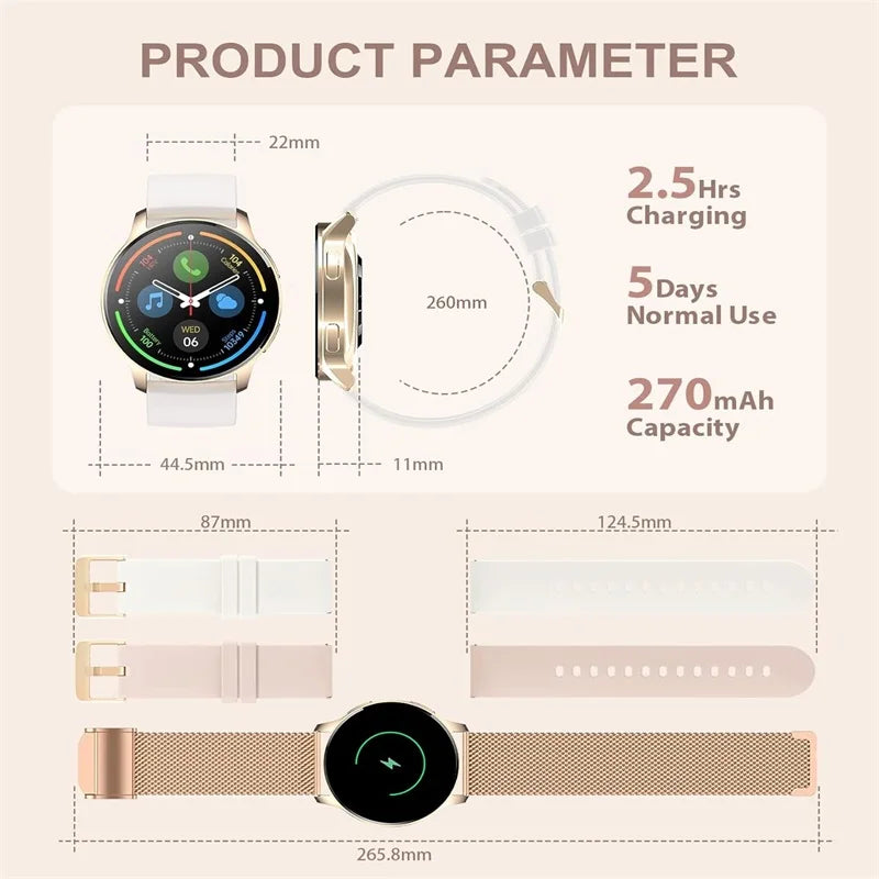 Smart Watch for Women with Call Answer Fitness Tracker