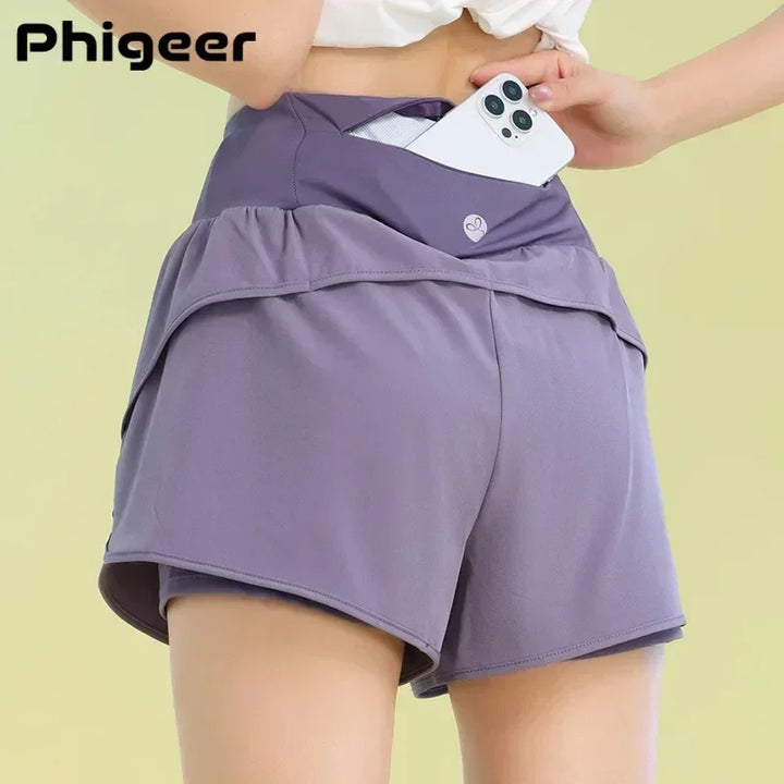 Women’s Yoga Shorts with Pocket for Gym, Running, and Cycling