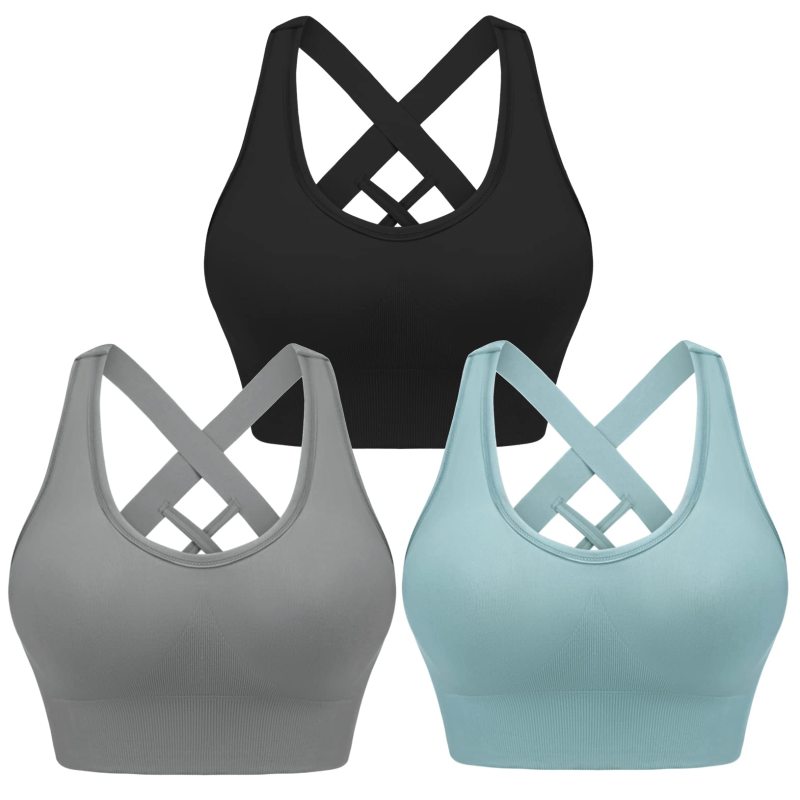 Women's Four Season Solid Nylon Sports Bra - Cross Strap Design