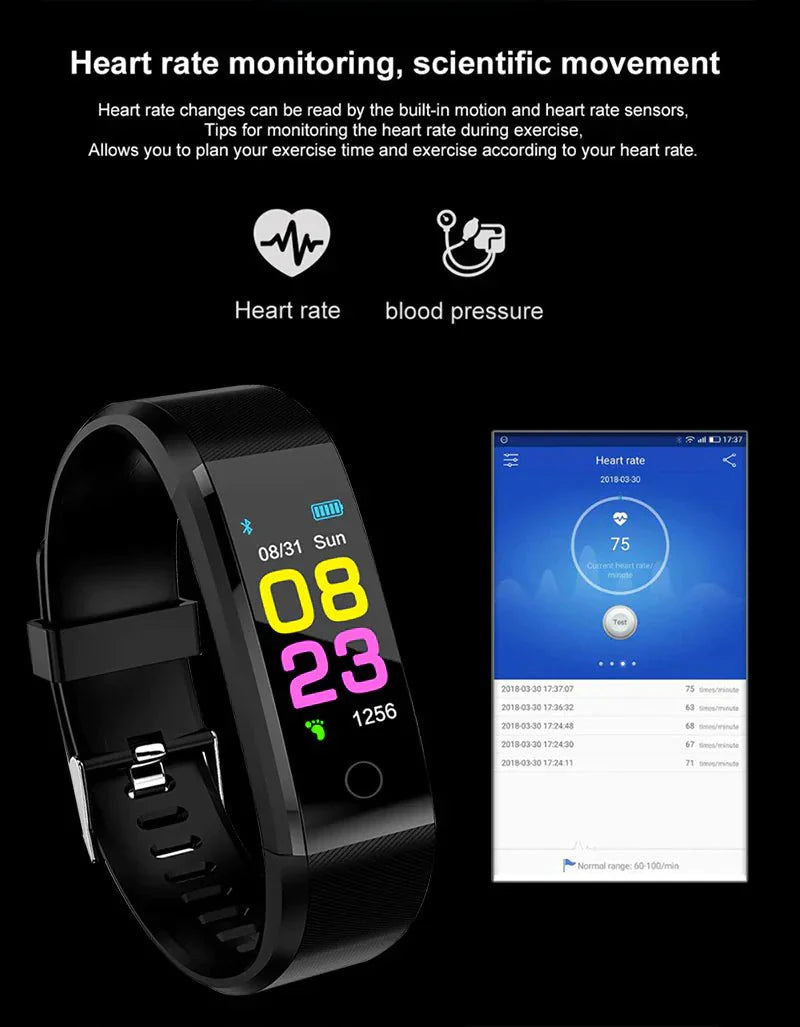IP67 Waterproof Smartwatch with Heart Rate, Blood Pressure, and Sleep