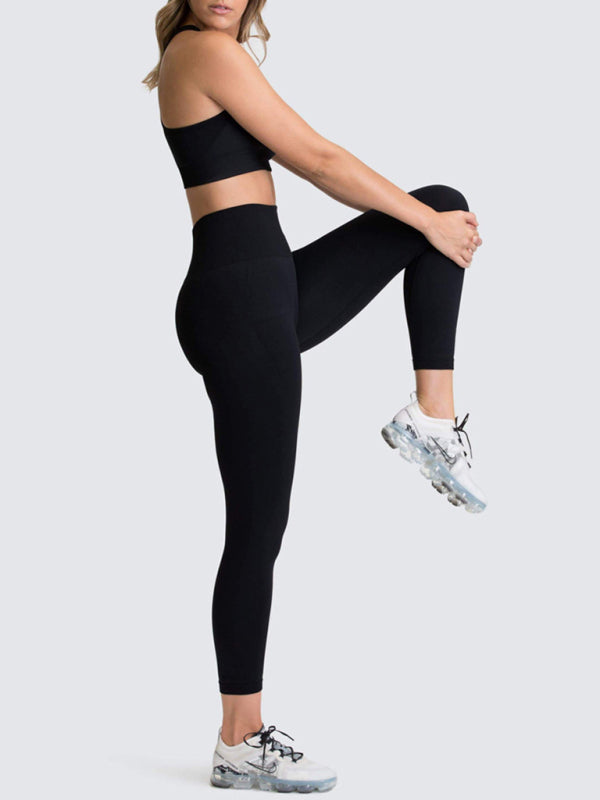 Women’s High-Waist Peach Hip Knitted Vest and Pants Set