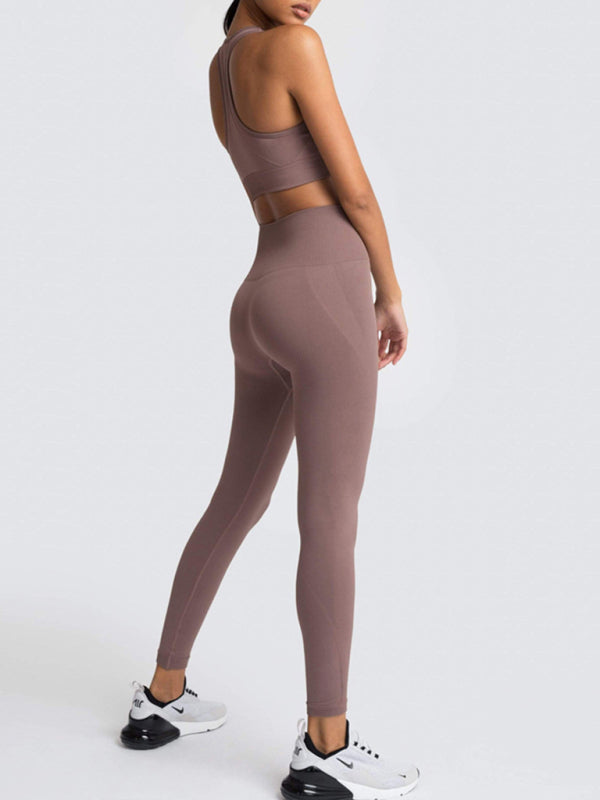 Women’s High-Waist Peach Hip Knitted Vest and Pants Set