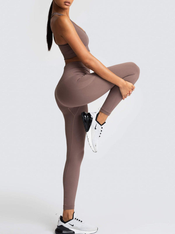 Women’s High-Waist Peach Hip Knitted Vest and Pants Set