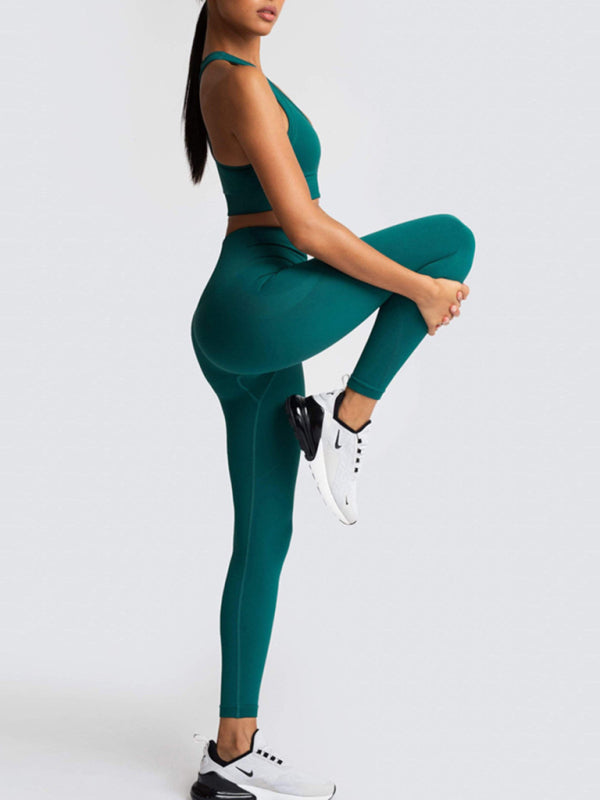 Women’s High-Waist Peach Hip Knitted Vest and Pants Set