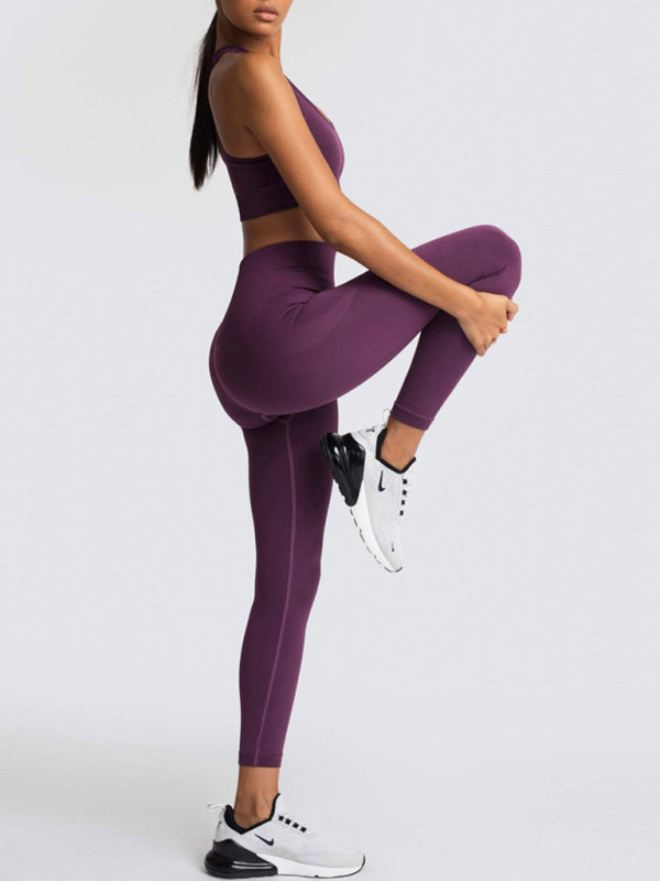 Women’s High-Waist Peach Hip Knitted Vest and Pants Set