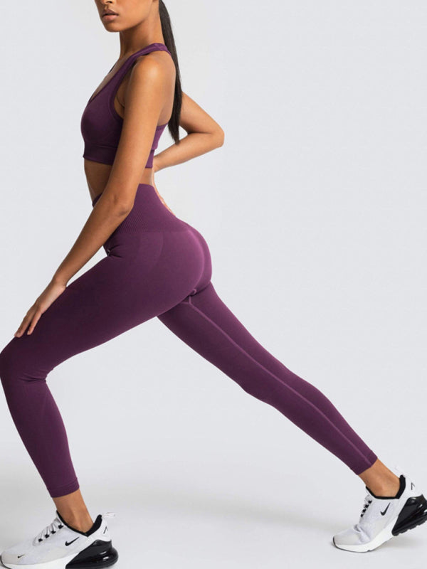 Women’s High-Waist Peach Hip Knitted Vest and Pants Set