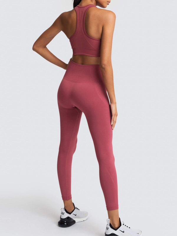 Women’s High-Waist Peach Hip Knitted Vest and Pants Set