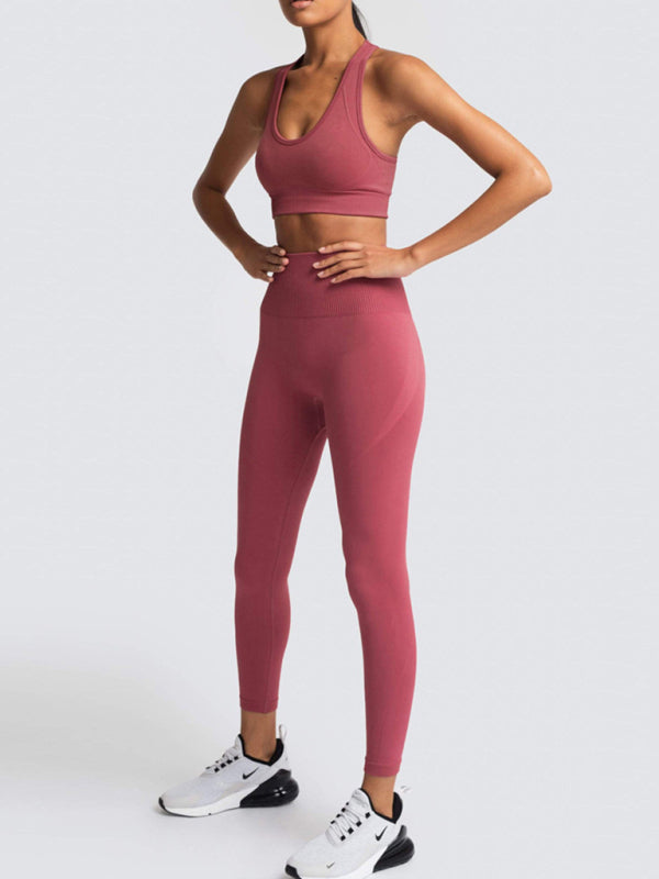 Women’s High-Waist Peach Hip Knitted Vest and Pants Set