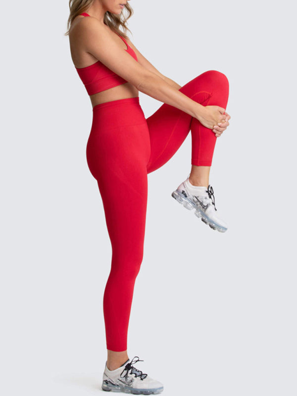 Women’s High-Waist Peach Hip Knitted Vest and Pants Set