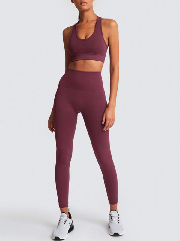 Women’s High-Waist Peach Hip Knitted Vest and Pants Set